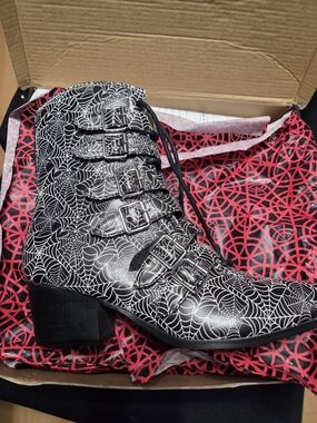 Strange Cvlt Coven Spiderweb Boots